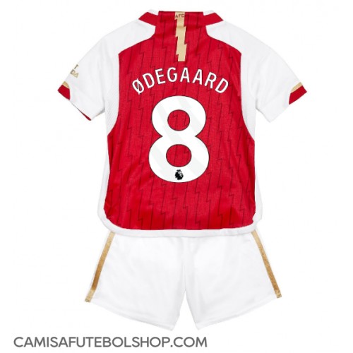 Camisa de time de futebol Arsenal Martin Odegaard #8 Replicas 1º Equipamento Infantil 2023-24 Manga Curta (+ Calças curtas)